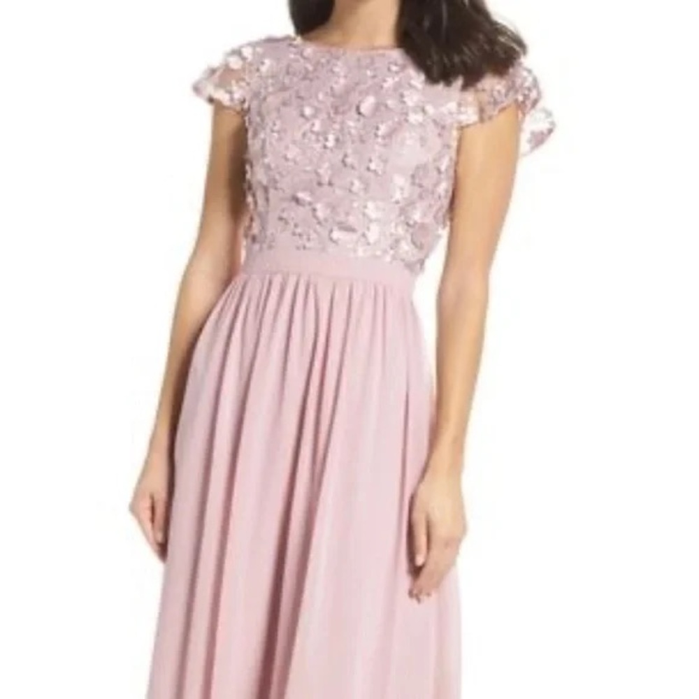 Chi Chi London 3D Floral Maxi Dress in Mink